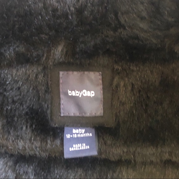 Baby Gap Black Coat with Faux Fur Girls 12-18 Months - Picture 6 of 10